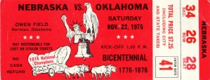 1975 Oklahoma vs. Nebraska Football Ticket Canvas